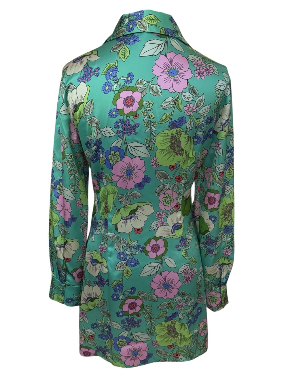 NWT Zara Satin Floral Tie Front Mini Dress Green Size M - Picture 4 of 14